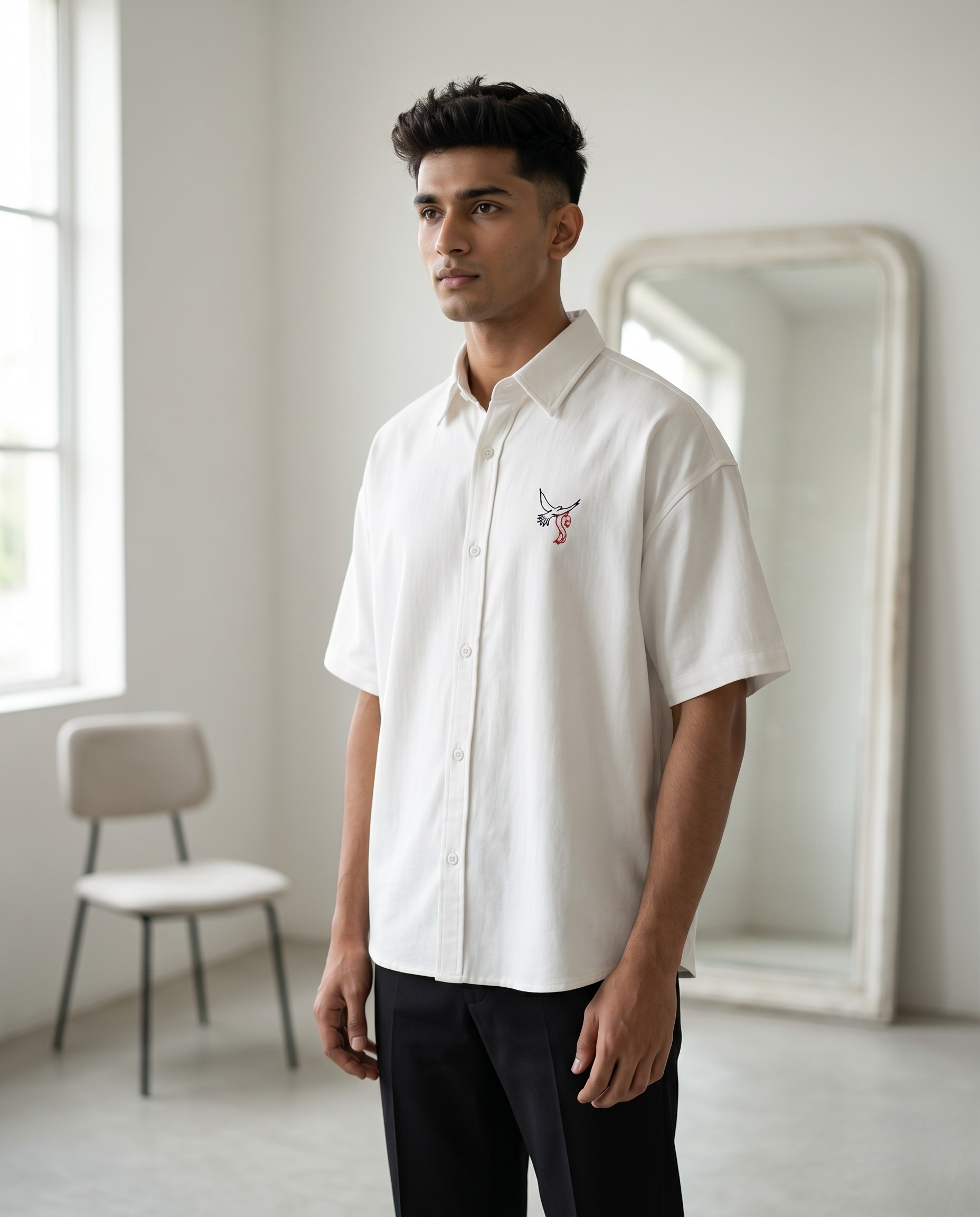 Silent Wings | Embroidered Oversized Shirt – Freedom Edition